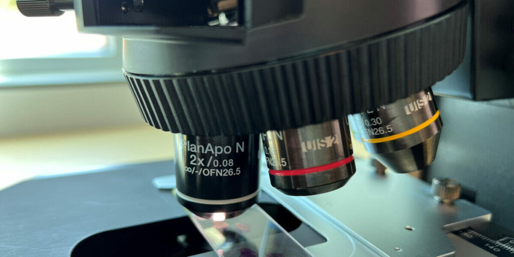 research microscope observing samples